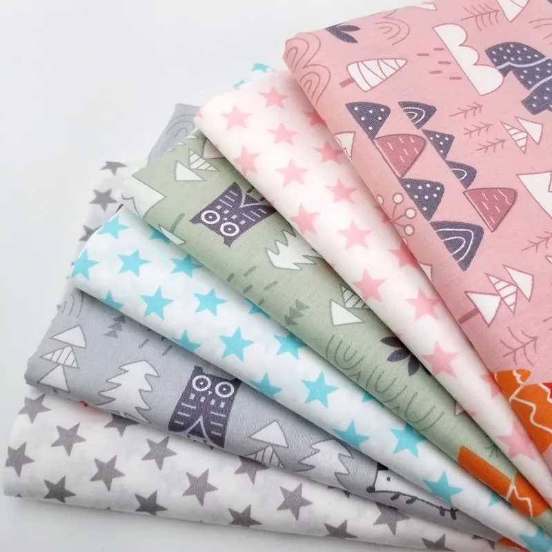 

High Quality Cotton Twill Fabric Cute Animal/Star Series Patchwork Cloth DIY Sewing Quilting Cotton Fabric For Home Textile