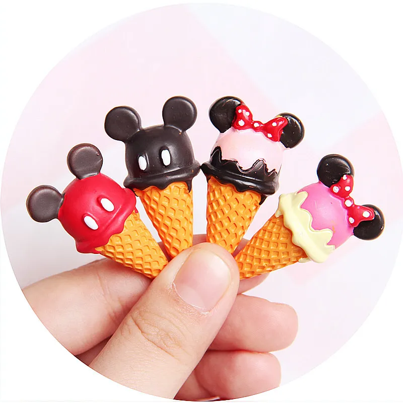 

4Pcs 3D Simulation Food Resin Cabochon Cartoon Mouse Miniature Ice Cream Cabochons Accessories DIY Embellishment Scrapbooking