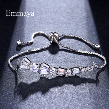 

EMMAYA Cubic Zirconia Crystal CZ Adjustable Bracelet for Women in Silver Color Wedding Party Jewelry