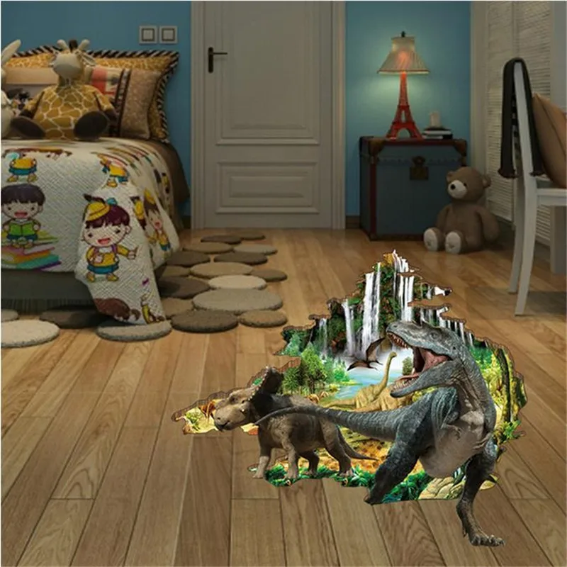 2017 venta Vinilos Paredes 3d pegatinas tridimensionales de pared al por mayor decoración para habitación de niños dormitorio niño dinosaurio pegatina