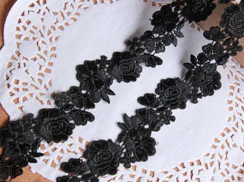 

10Yds Beautiful Black Venice Lace Trim Polyester Sewing Costume Craft Applique