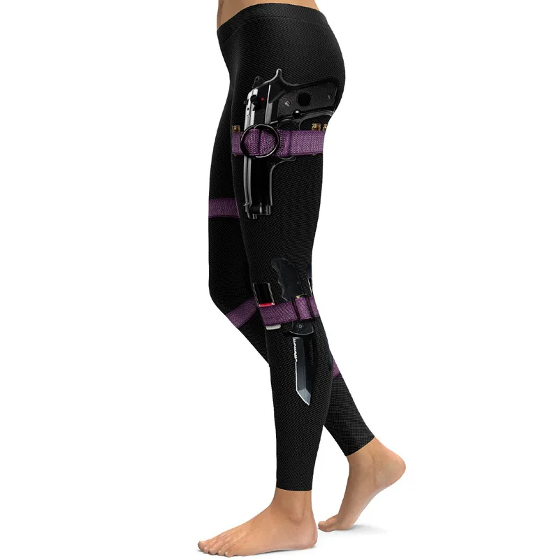 FCCEXIO New Gun Equipment Print Leggings Fashion Women Leggings Super Hero Deadpool Leggins Workout Legging Woman Fitness Pants legging