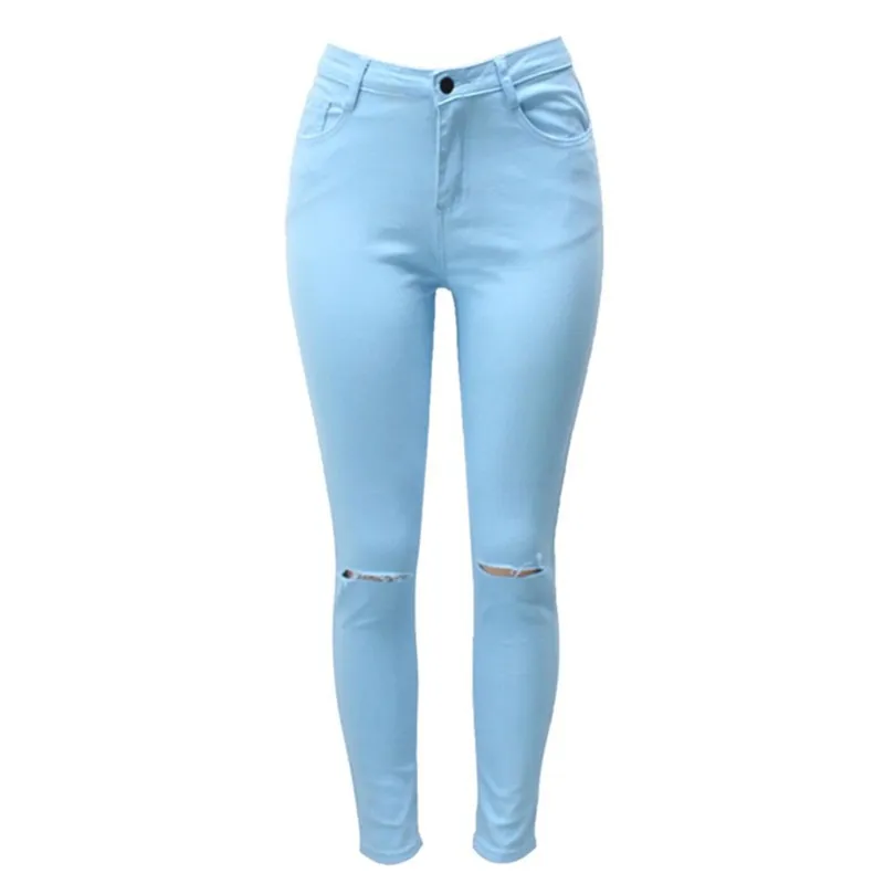 Женские джинсы ярких цветов, модные обтягивающие джинсы с высокой талией, женские Сексуальные облегающие джинсы, женские хлопковые рваные джинсы, узкие брюки, XXXL