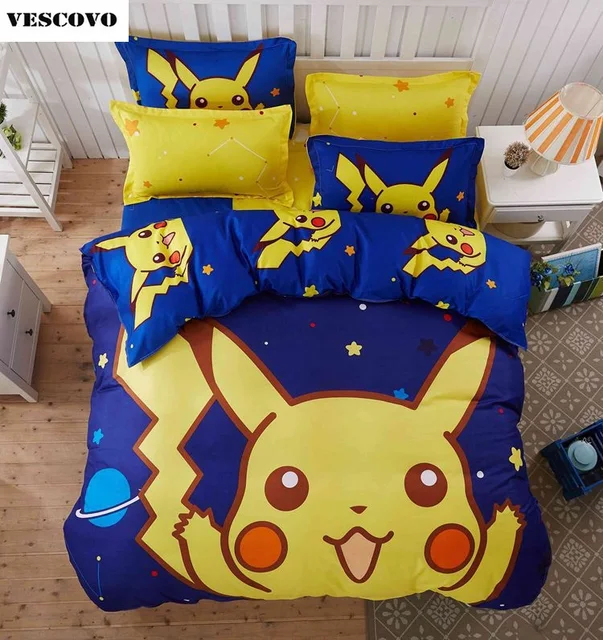 Bedankt Uitgaven middelen 4 stuk beddengoed set pokemon Pikachu 100% katoen omvatten quilt bed  dekbedovertrek sprei cartoon kussensloop - AliExpress Huis & Tuin