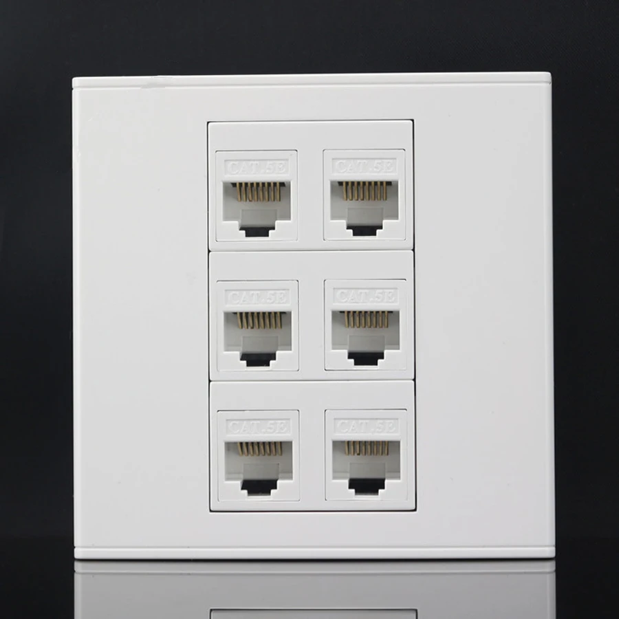 xintylink rj45 Socket jack modular 6 Port cat5e cat6 Keystone Wall Face plate Faceplate toolless white wall socket panel 86mm