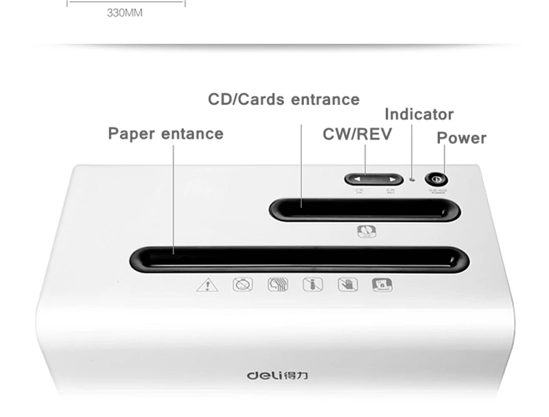 Deli 9911 Электрический измельчитель бумаги 16 л Объем 220-230VAC/50 Гц 190 Вт 4x25 мм скребок 5 минут coutinue shred CD карты измельчитель