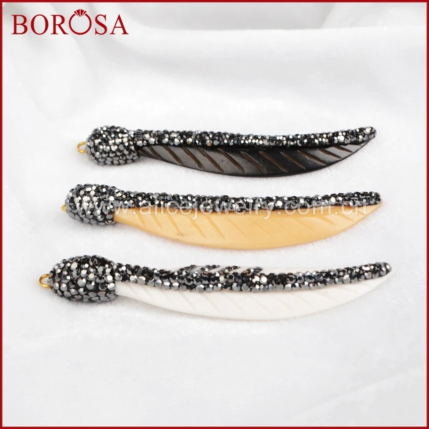 BOROSA 5 шт. Модные Крылья Форма Радуга натуральная кость быка кулон из бисера с
