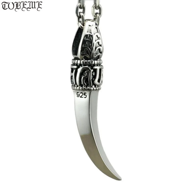 

100% 925 Silver Wolf-tooth shape pendant Tibetan Six Words tooth pendant Good Luck Pendant for lovers