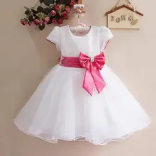 2017 Summer Baby Girls Dress Sequins Fashion Princess Dress Girl Clothes Sleeveless Lace Party Dress O-neck Bow Costume For Kids