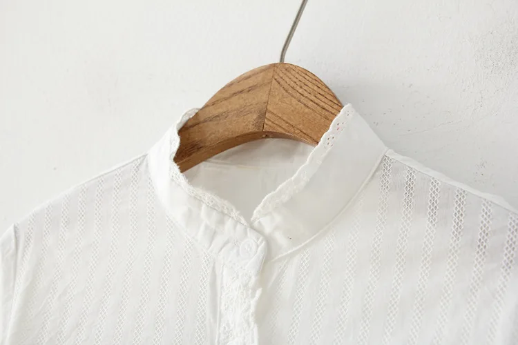 FEKEHA, Осенние белые женские рубашки с длинным рукавом, хлопковые блузки, тонкие базовые Топы, кружевные лоскутные офисные рубашки высокого качества