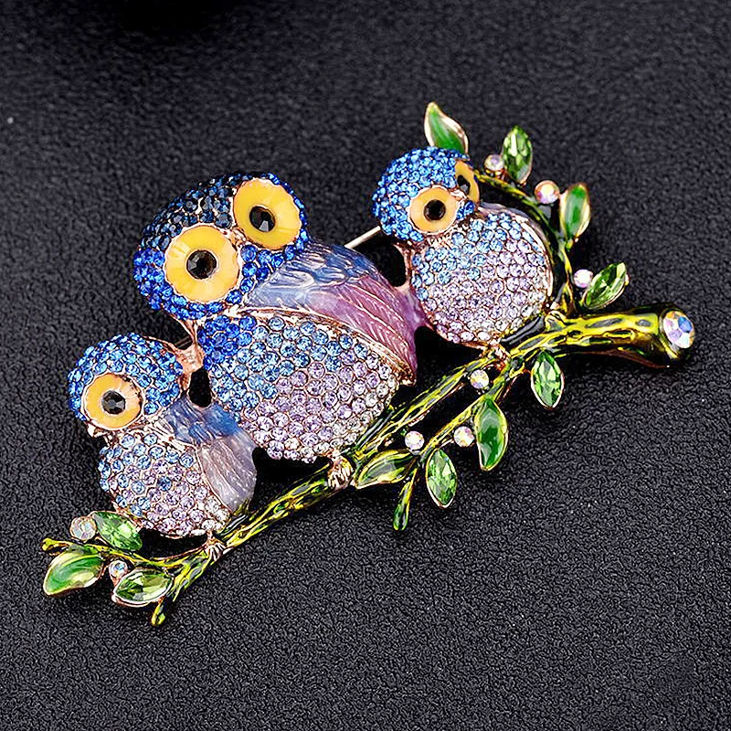 Beautifully Enamel Multi Color Owls Brooches Badges Pins With Full