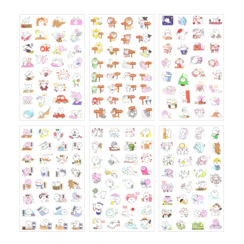 

6PCS Lovely New Superman Rabbit Children Stationery Stickers For DIY Albums Scrapbooking Diary Decoration Cartoon Depicting