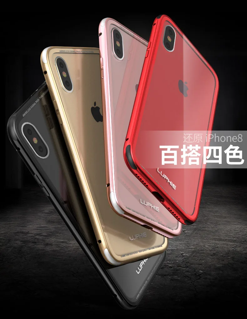 iphone 8 Luphie Tempered Glass Clear Case Metal Bumper (14)