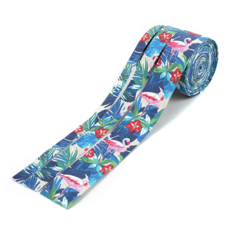 

ZERZEEMOOY 16MM 25MM 50MM 1inch 5Yard/lots Forest Flamingos Fabric Folding Ribbon Cotton Ribbon Dog Collars Lace