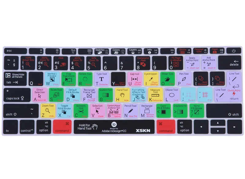 XSKN удобное покрытие, для ярлыка с клавиатурой в стиле «Indesign», для быстрого обучения силиконовой кожи для Macbook 12 дюймов A1534, макет ЕС США