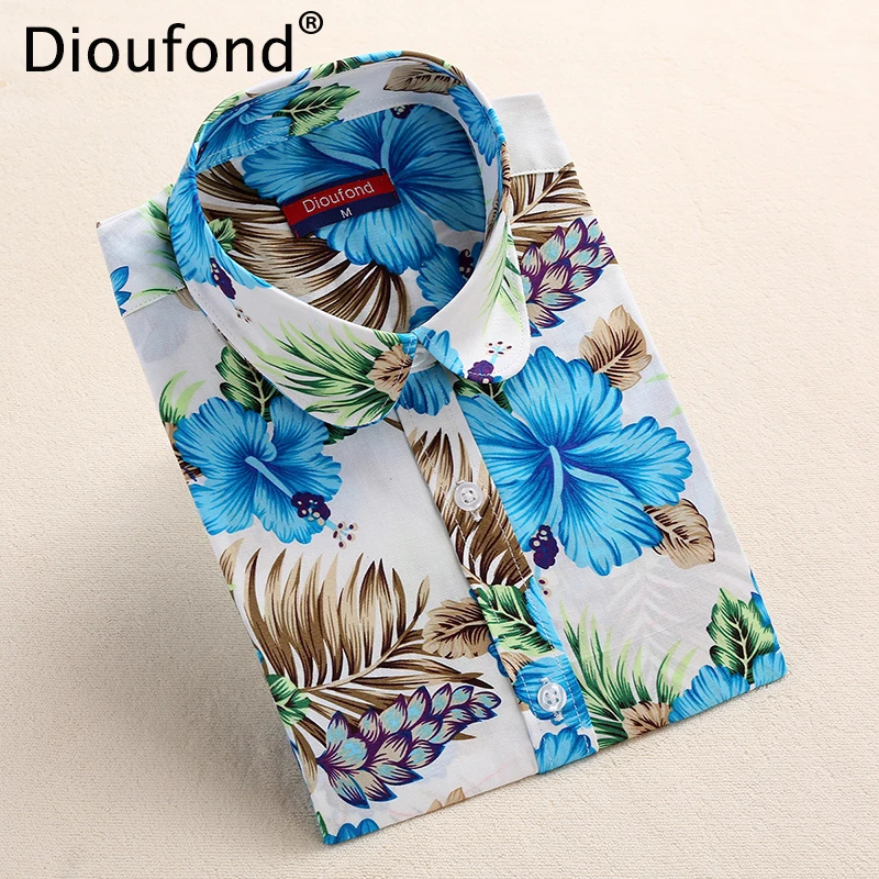 Dioufond New Autumn Floral Blouse Shirt Long Sleeve Women Casual Flower Print Shirts Cotton Black Pink Blouses Blusas Plus Size