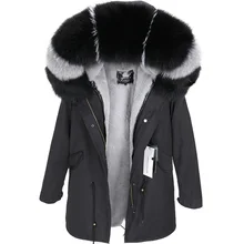 Maomaokong, новинка, натуральный Лисий мех, воротник, пальто, женская зимняя куртка, пальто, толстая подкладка, Украина