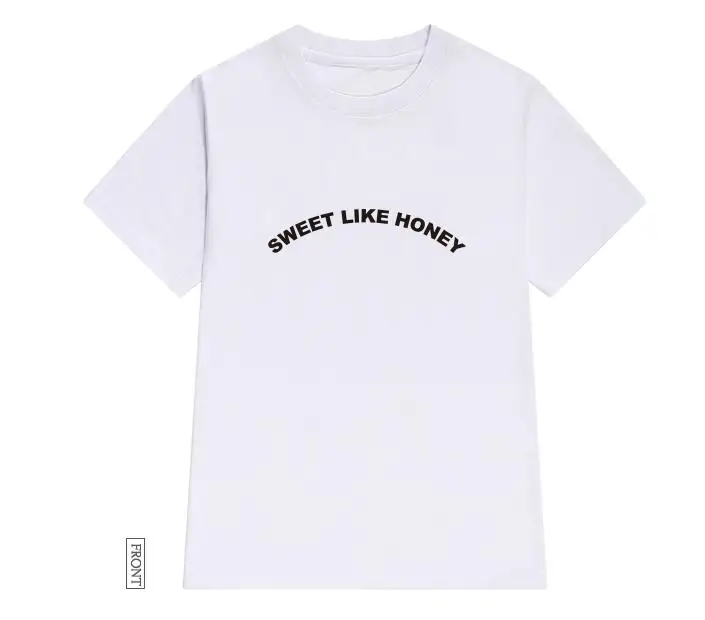 Женская футболка с надписью sweet like honey хлопковая Повседневная забавная для