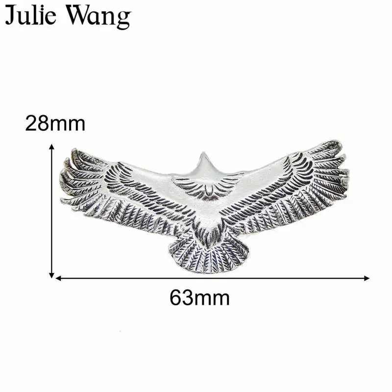 Julie Wang, 5 шт., античное серебро, сплав, Летающий орел, амулеты, ожерелье, подвески, Украшение Серьги, фурнитура для изготовления ювелирных изделий, аксессуары