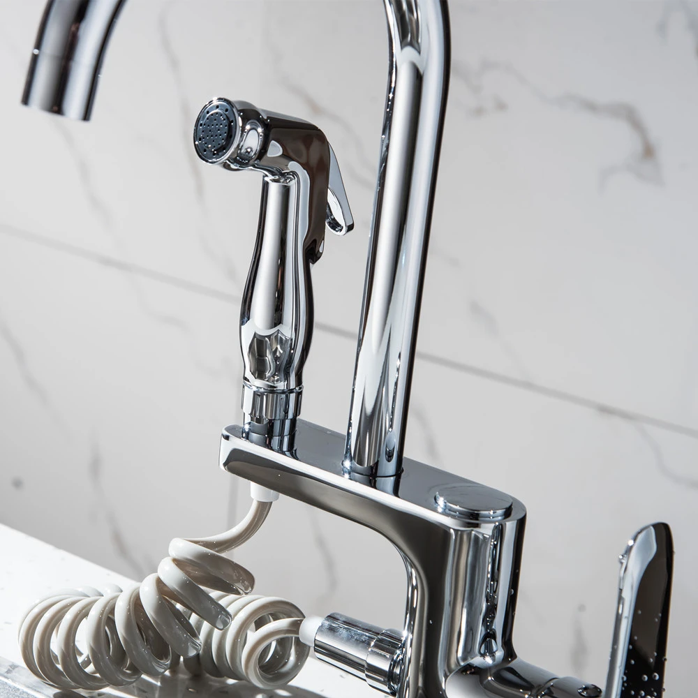 Spring Style Kitchen Faucet Brushed Nickel Faucet Pull Out All Around Rotate Swivel 2-Function Water Outlet Mixer Tap Torneira30