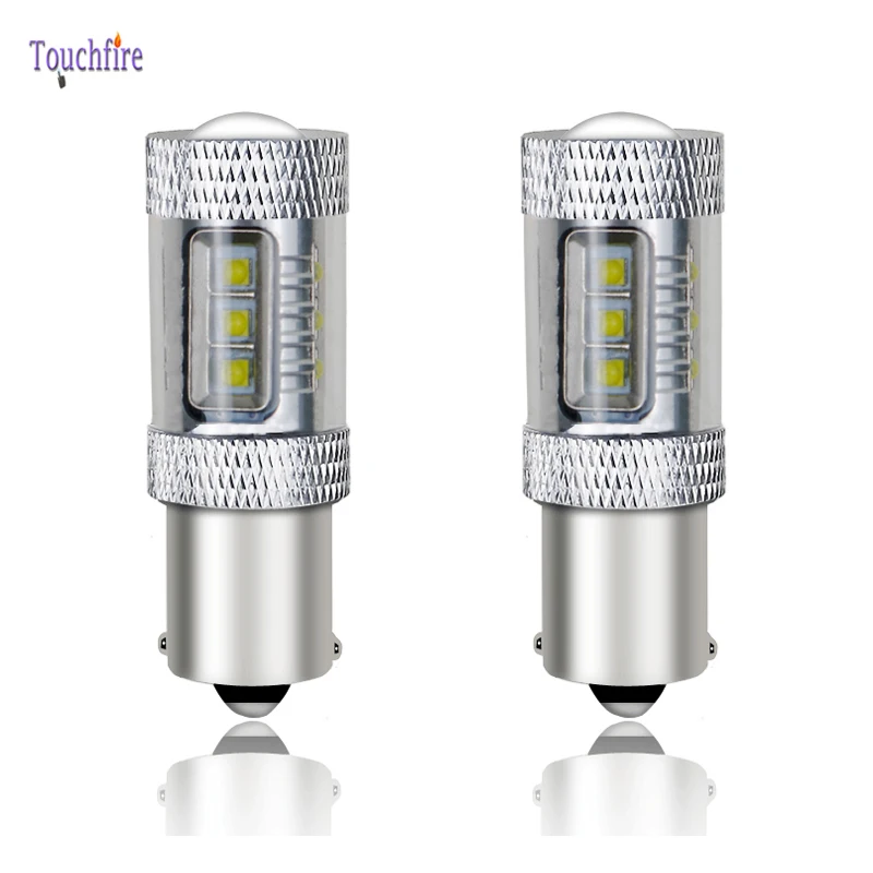 10 шт. P21W 1156 BA15S 1157 BAY15D T20 W21W WY21W 80W Canbus Нет Ошибка светодиодный автомобиль лампа 2800Lm 12