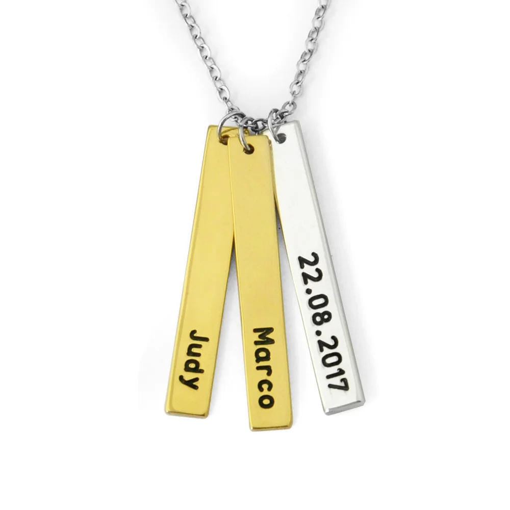 

Customzied Vertical Bar Necklace,Bar Pendants Charm,Custom Name and date necklace,Valentine's Day Gift for Her