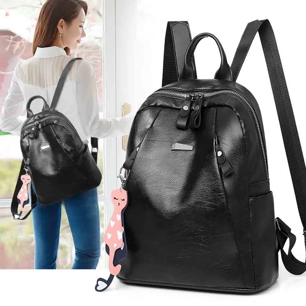 

backpack female genuine leather school Leisure Zipper fashion Student Backpack Folding Bag Shoulder Bag Women Travel Bag #4gh