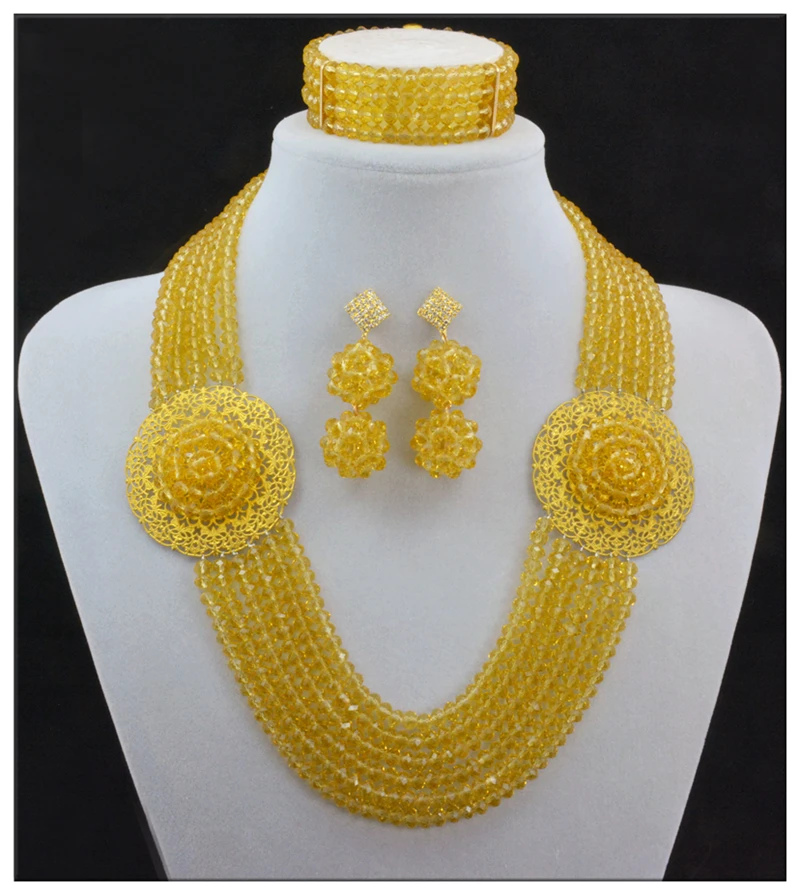 

Nigerian Wedding African Beads Jewelry Sets Bohemian Handmade Acrylic Beads Drop Earrings Necklace Bridal Chain Women Dress Set