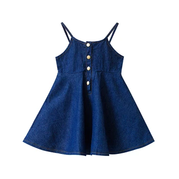 

Rlyaeiz New Baby Girls Summer Jeans Dress Kids Denim Sundress Children Slip Dress Fashion Toddler Cotton Kids Clothing