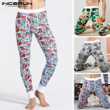 INCERUN осенние мужские брюки молодежные студенческие печатные новые брюки леггинсы теплое нижнее белье обтягивающие брюки
