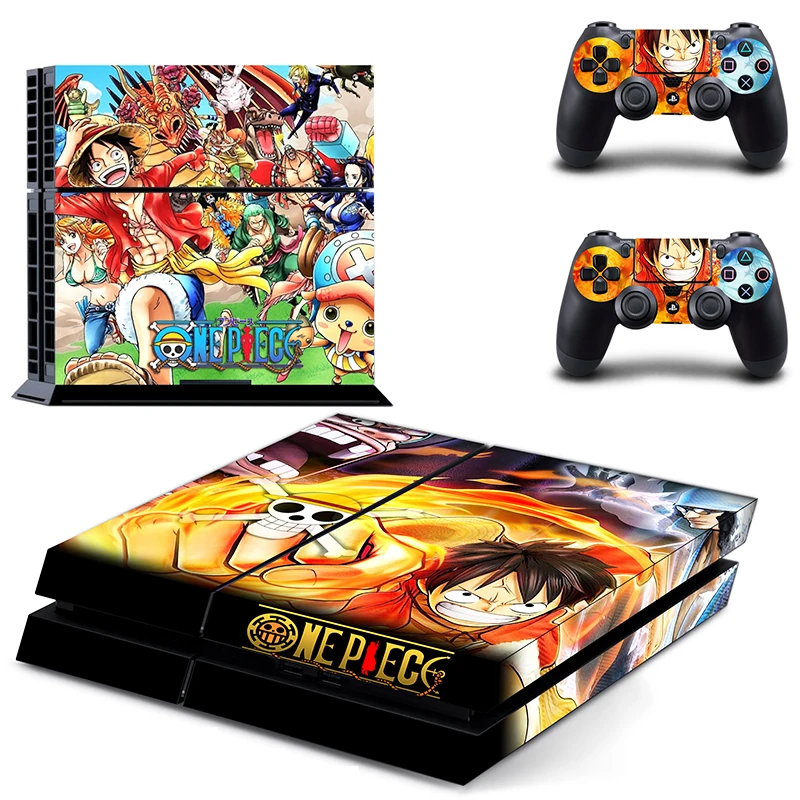 Homie Store PS4 Pro Skin Anime One Piece Luffy PS4 Skin Sticker Decal Vinyl for Sony Playstation 4 Console and 2 Controllers PS4 Skin Sticker Ps4 Skins Ps4 Slim Sticker 