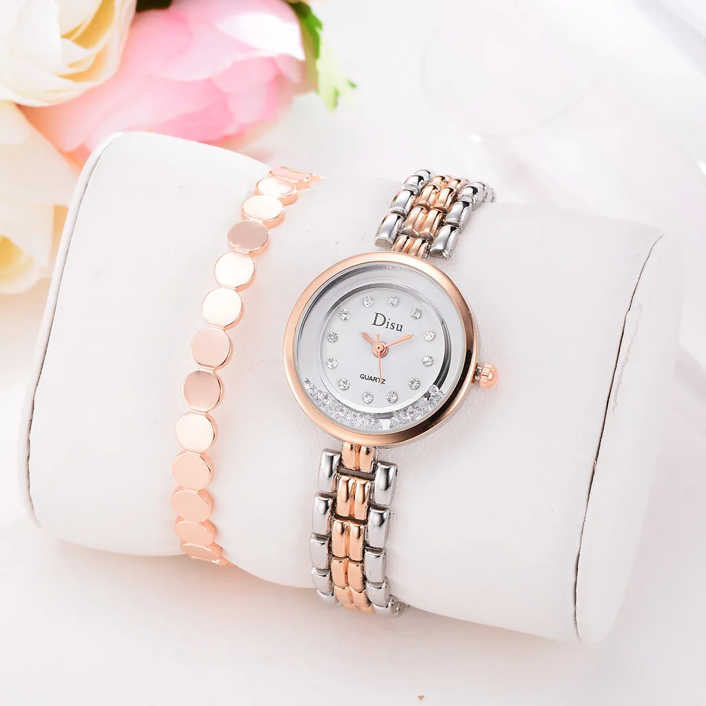 

Disu Luxury brand ladies wrist watch women Bracelet Set Chain Watch Birthday Gift Silver Gold Mesh Love Heart Dial zegarek 2019