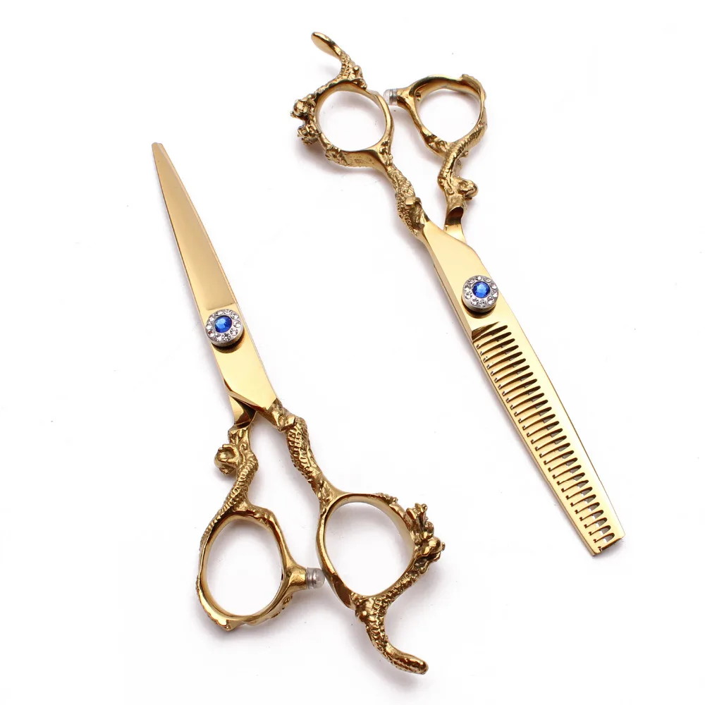 

6" C9003 17.5cm Customize Logo 440C Hairdressing Scissors Cutting Shears Thinning Scissors Dragon Handle Human Hair Haircut Tool