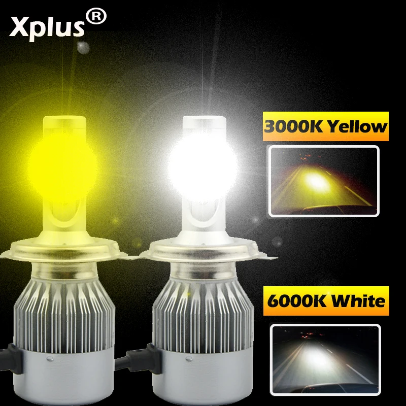 Koop Xplus C6 Geel 2 stks * 36 w COB LED Lamp 12 v 24 v H1 H3 H4 H7 H8 h9 H10 H11 9 HB3 HB4 Auto Koplamp Kit Front Light Lamp Fog Lamp