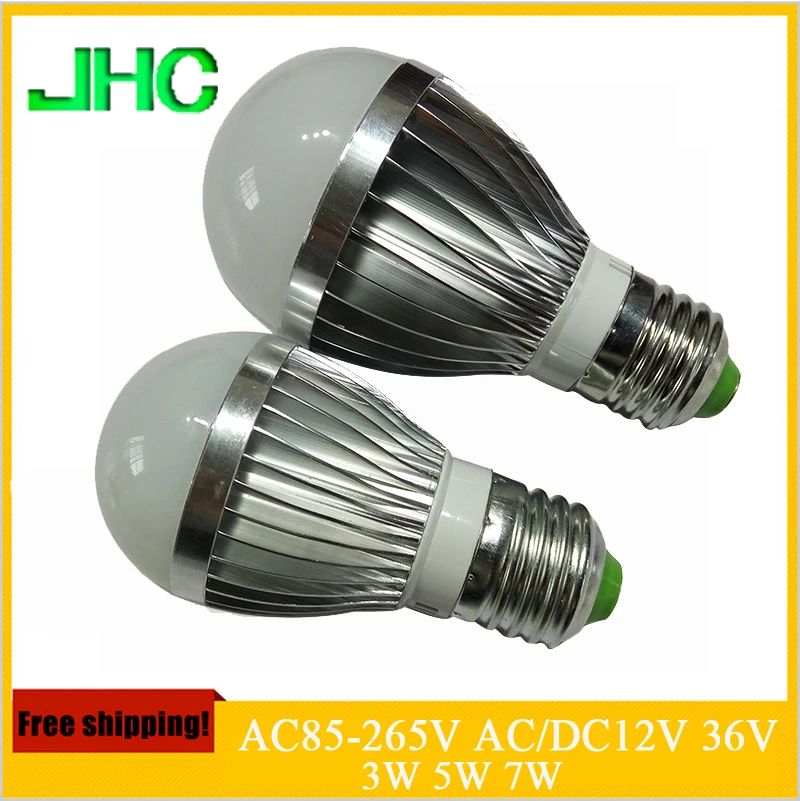 

E27 LED lamp 3W 5W 7W AC220V 110V AC/DC12V 24V 36V 48V 60V LED Lights Led Bulb bulb light lighting high brighness Silver metal