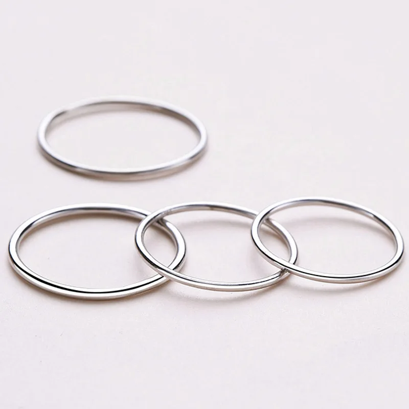 Genuine Real Pure Solid 925 Sterling Silver Rings for Women Jewelry Simple Round Female Finger Ring Party Bague China Size silver ring silver rings