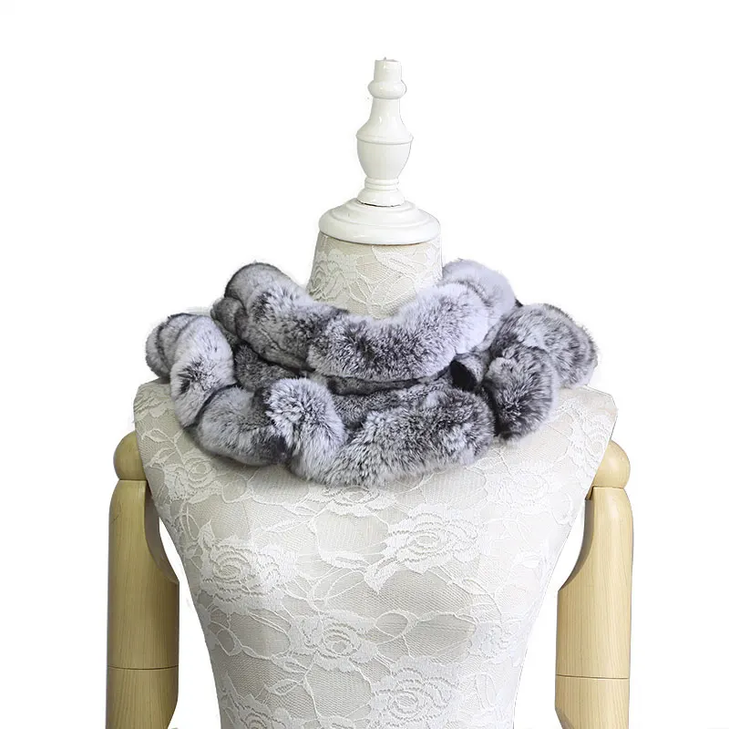 

New Stylish Women Fashion Ring Style Genuine Rex Rabbit Fur Scarves Winter Warm Real Fur Wraps Shawls Solid Fur Collar
