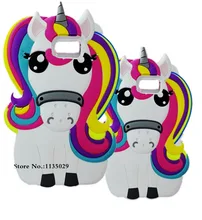 New Cute 3D Cartoon font b Unicorn b font Rainbow Horse Rubber Silicon Protect Cover Case