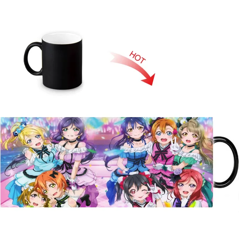 12 унц. Love Live! Школа идол Проект тепла выявить Magic кружка с изменяющейся поверхностью Цвет изменить Кофе молоко Чай кубок Индивидуальные видоизменяющаяся кружка