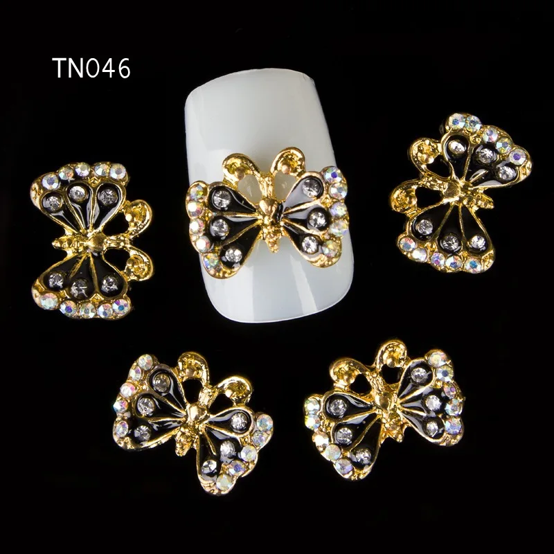 10pcs Glitter Butterfly Rhinestones 3d Nail Art Decorations Alloy Stcikers Charms Jewelry for Gel/Polish Tools TN046 | Красота и