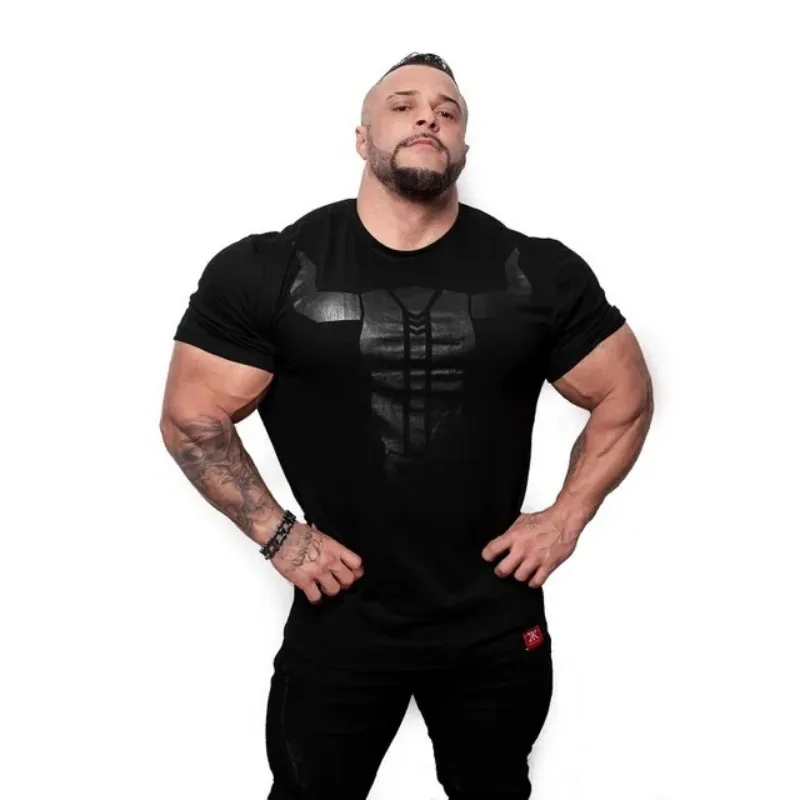 

Brand Solid Clothing Gyms t-shirt Mens Fitness Tight t-shirt Cotton crossfit t shirt men Bodybuilding Summer top Blank tshirt