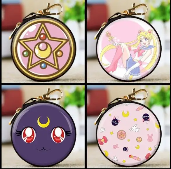 

Mini Anime Sailor Moon Cartoon Printed Round Zipper Luna Cat Sexy Girls Kawaii Kids Lovely Earphone Bag Coin Purs