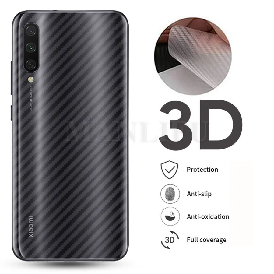 5Pcs 3D Carbon Guard Fiber Back Film For Xiaomi Mi Note 10 A3 CC9 Pro 9 Lite Redmi 8A Note 7 K30 8 Pro Sticker Screen Protector