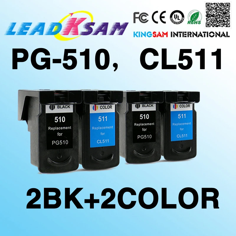 Картридж с чернилами совместимый PG510 CL511 PIXMA MP230 240 250 260 270 280 282 480 490 MP499 2 комплекта |