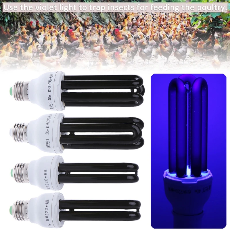 E27 15/20/30/40 Вт УФ ультрафиолетовые Флуоресцентные Blacklight cfl лампочки 220 В