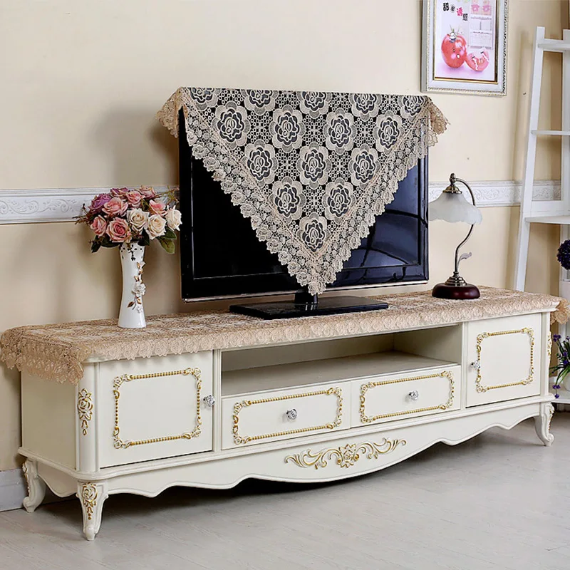  Proud Rose Lace Embroidery Table Cloth Round Tablecloth White Table Cover TV Ark Cover Cloth Table 