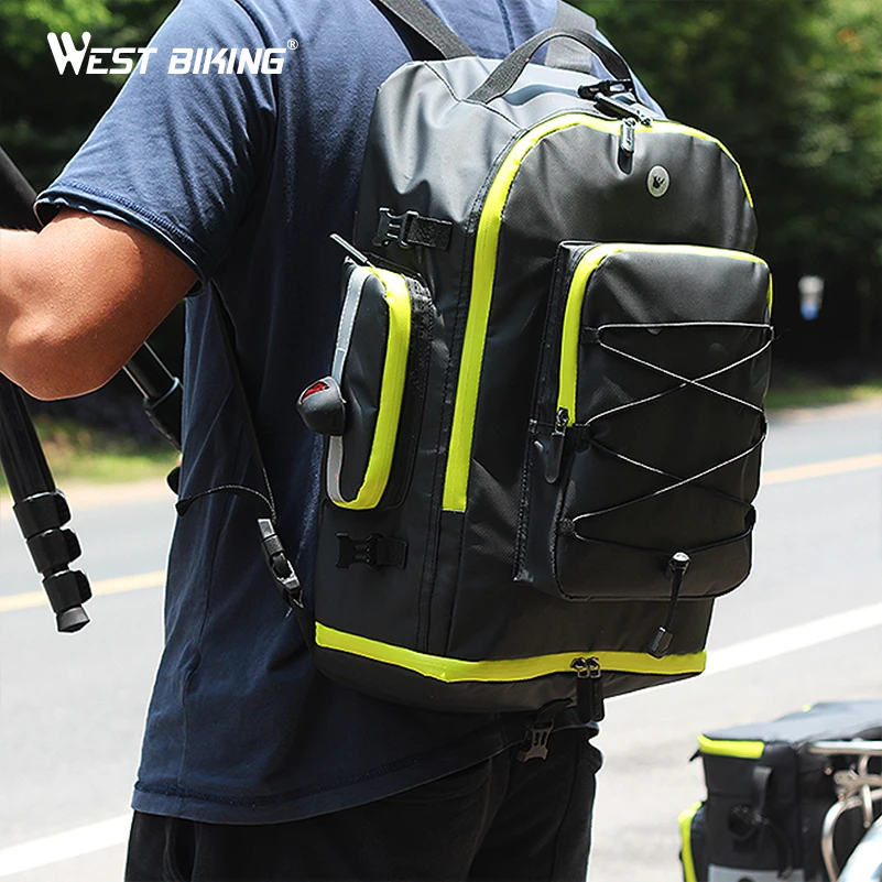 "WEST" 3 in 1 Doppel-Satteltaschen - 75Liter- große wasserdichte-abnehmbare Rucksacktaschen für Radreisen mit Regenschutz 5
