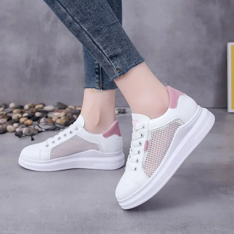

2019 Fashion Ladies Flat Shoes Summer Women's Shoes Mesh Design Super Breathable White Flat Shoes Designer