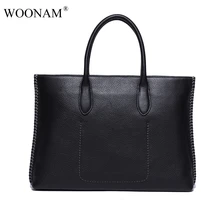 WOONAM мужской портфель, Высококачественная мужская деловая сумка, топ из натуральной телячьей кожи, настольный бизнес, сумка для компьютера, Сумка с верхней ручкой