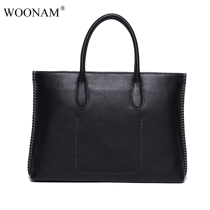WOONAM Men Briefcase High-end Business Bag Top Grain Genuine Calf Leather Table Computer Case Handle | Багаж и сумки